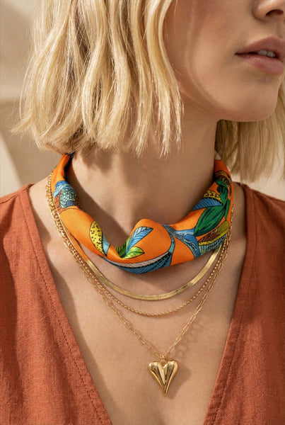 Sunset Tropique Heart Scarf Necklace