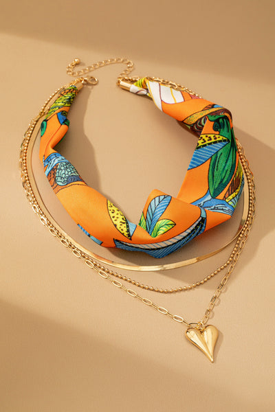 Sunset Tropique Heart Scarf Necklace