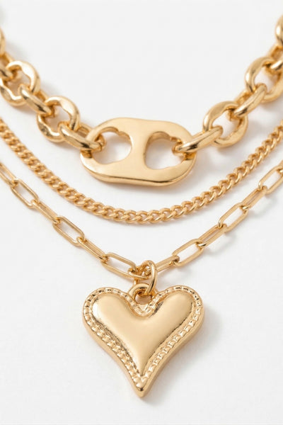 Golden Whisper Heart Layers Necklace