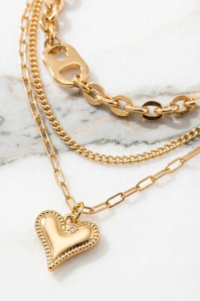 Golden Whisper Heart Layers Necklace