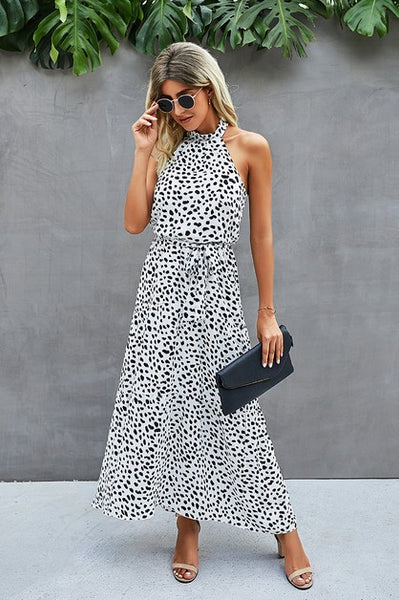 Midnight Safari Halter Maxi Dress