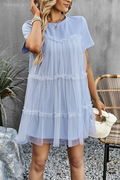 Ethereal Charm Mesh Tiered Dress