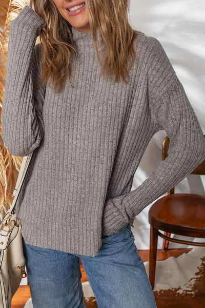 Cozy Mist Ribbed High Neck