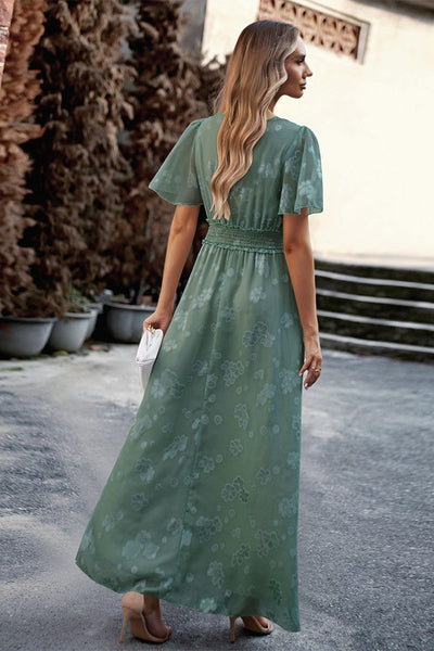 Sage Serenity Floral Maxi Dress
