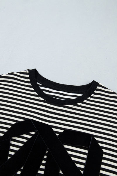 Bow After Dark Striped Sweatshirt — supplier product-only image