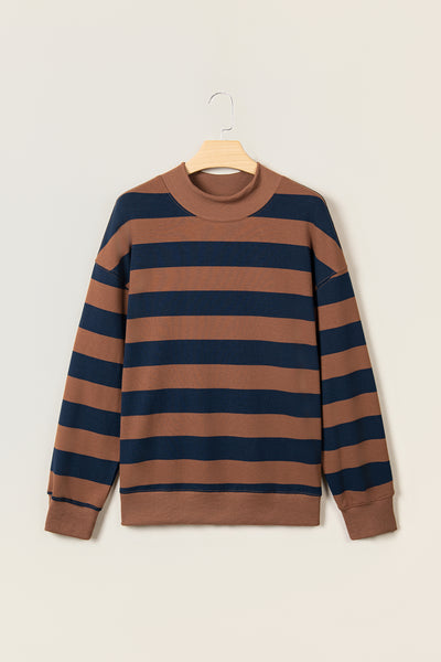 Latte Lane Striped Mock-Neck Sweatshirt — supplier product-only image