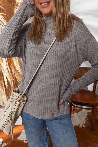 Cozy Mist Ribbed High Neck