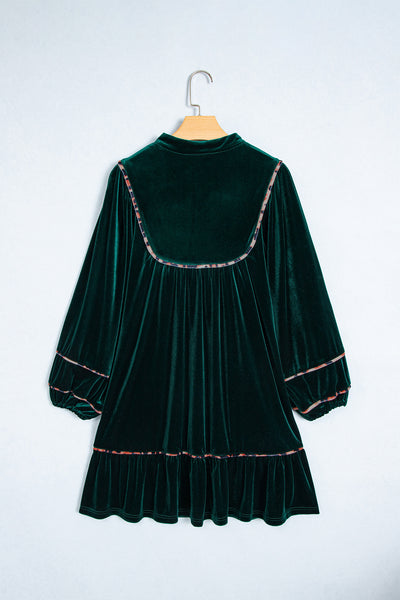 Woodland Velvet Leopard-Trim Dress — supplier product-only image