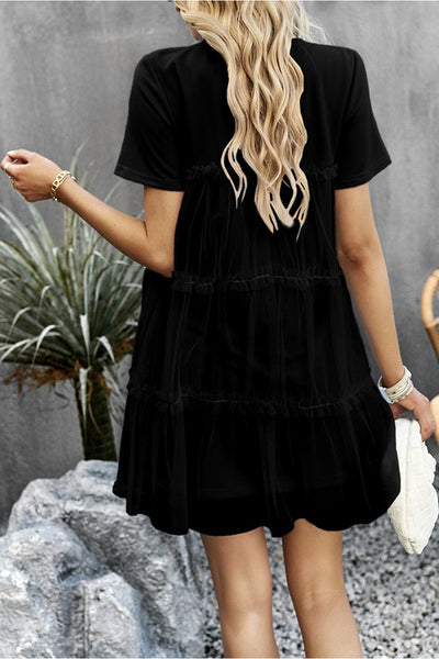 Ethereal Charm Mesh Tiered Dress