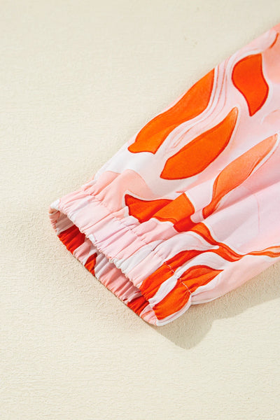 Coral Flame Petal Tier Dress