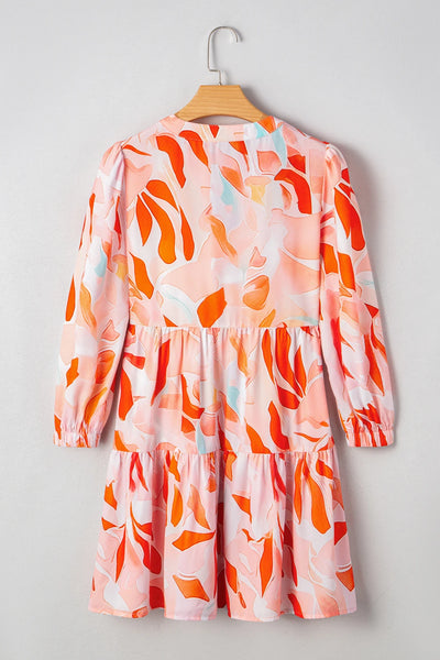Coral Flame Petal Tier Dress