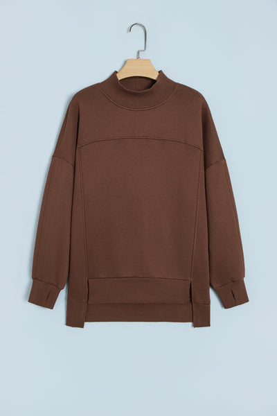 Coffeehouse Split-Hem Mock Neck Sweatshirt — supplier product-only image
