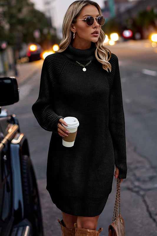 Love Kuza Chunky Knit Turtleneck Sweater Dress Black / Small (2-4) Love Kuza Chunky Knit Turtleneck Sweater Dress Black / Small (2-4)