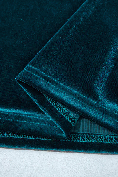 Teal Keyhole Velvet Mini Dress — supplier product-only image