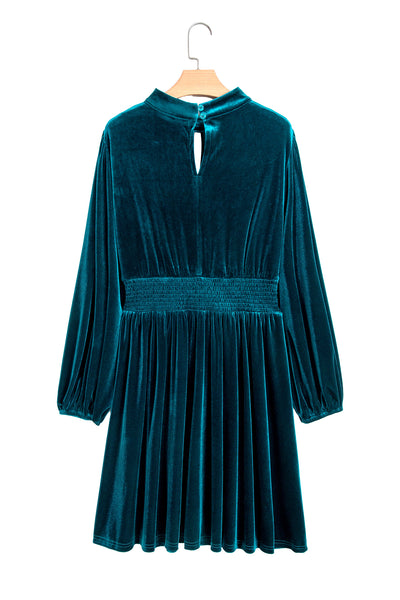 Teal Keyhole Velvet Mini Dress — supplier product-only image