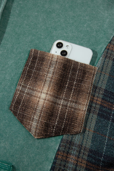 Pine Grove Plaid-Sleeve Cotton Hoodie — supplier product-only image