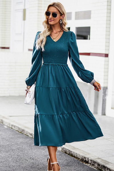 Everly Grace Smocked Tiered Midi Dress