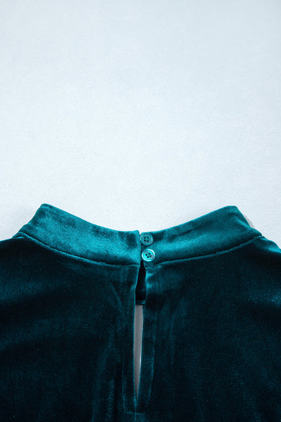 Teal Keyhole Velvet Mini Dress — supplier product-only image