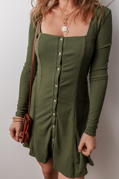 Evergreen Charm Ribbed Dress