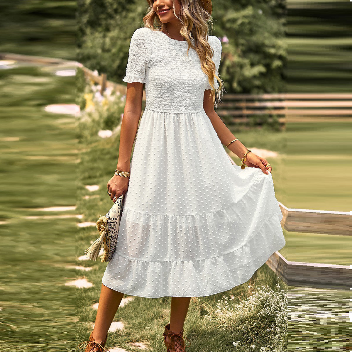 summer season linen blend maxi dress white Breath of Spring Linen Maxi Dress in White