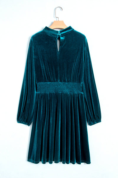 Teal Keyhole Velvet Mini Dress — supplier product-only image