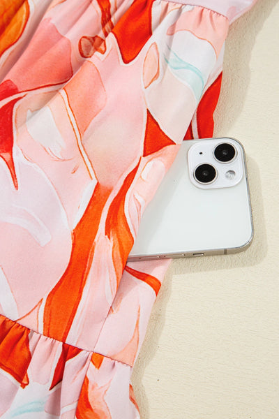 Coral Flame Petal Tier Dress