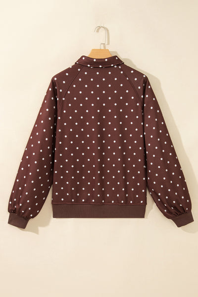 Café Polka Button-Collar Sweatshirt — supplier product-only image