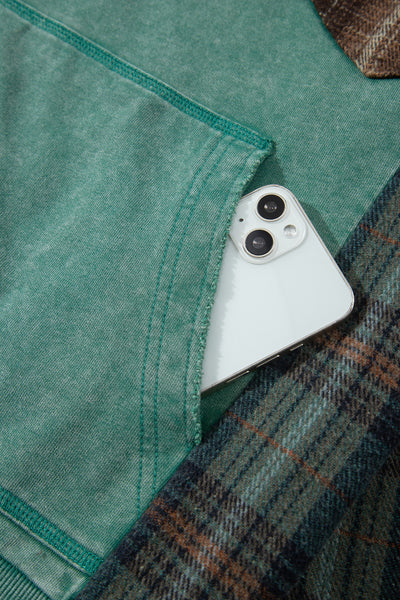Pine Grove Plaid-Sleeve Cotton Hoodie — supplier product-only image
