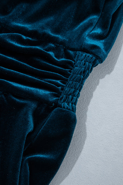 Teal Keyhole Velvet Mini Dress — supplier product-only image