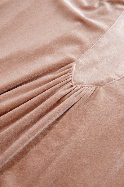French Beige Embroidered Velvet Dress — supplier product-only image