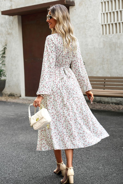 Sweet Bloom Tie-Waist Midi Dress