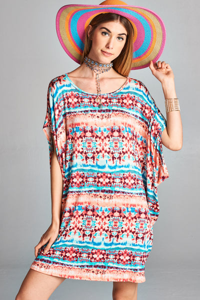 Oversize Stripe Cap Sleeve Dress