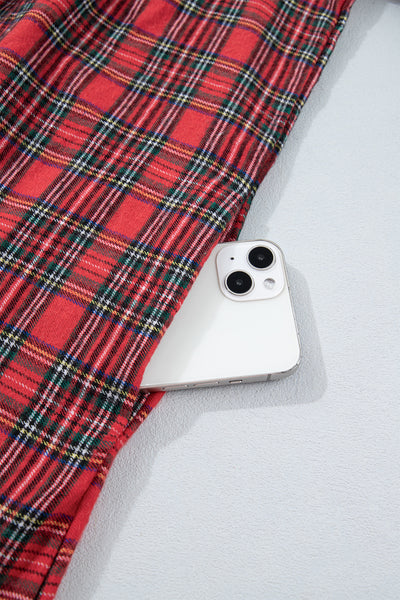 Red Plaid Lace-Trim Mini Dress — supplier product-only image