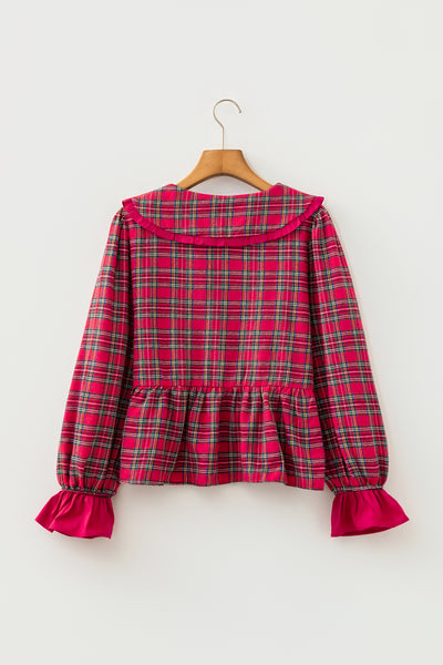 Scarlet Plaid Tie-Neck Blouse ? supplier product image