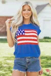 American Flag Open-Knit Cropped Vest
