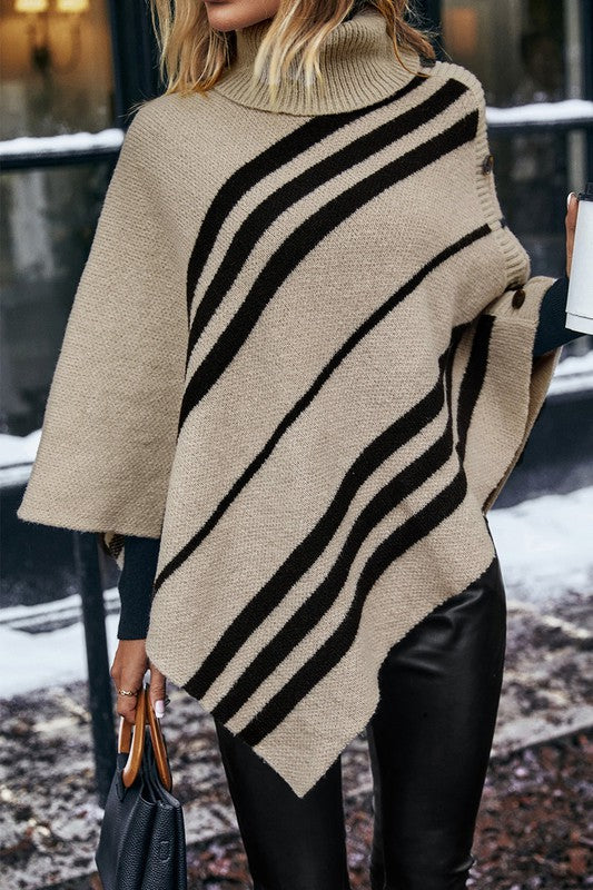 Love Kuza Asymmetrical Stripes Knit Poncho – Love, Kuza