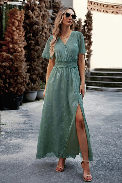 Sage Serenity Floral Maxi Dress