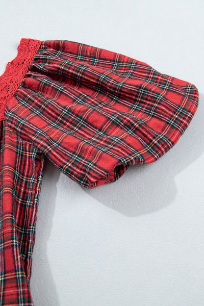Red Plaid Lace-Trim Mini Dress — supplier product-only image