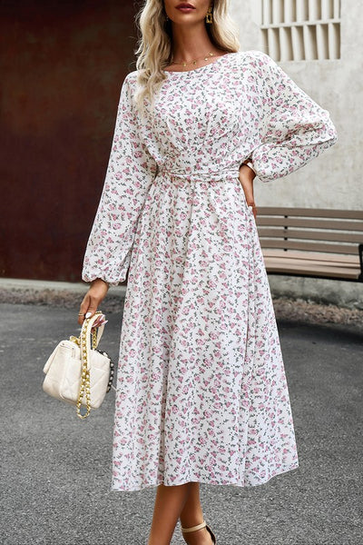 Sweet Bloom Tie-Waist Midi Dress