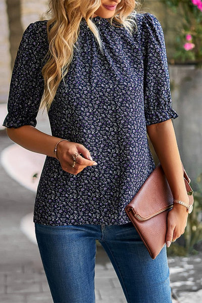 Ditsy Floral Ruffled Neck Blouse