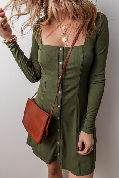 Evergreen Charm Ribbed Dress