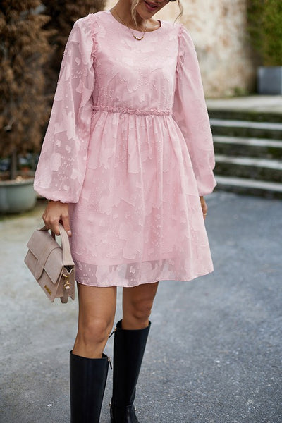 Blushing Petals Textured Mini Dress