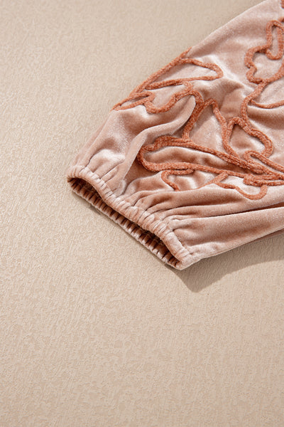 French Beige Embroidered Velvet Dress — supplier product-only image
