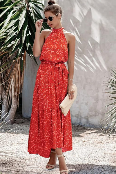 Sunset Starlight Halter Maxi Dress