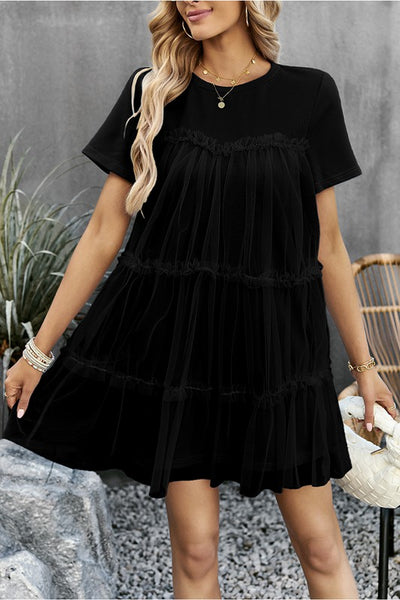 Ethereal Charm Mesh Tiered Dress