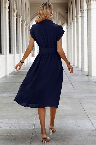 Midnight Grace Shirt Midi Dress