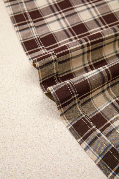 Brown Plaid Button-Front Mini Dress — supplier product-only image
