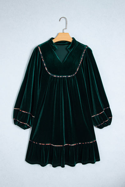 Woodland Velvet Leopard-Trim Dress — supplier product-only image
