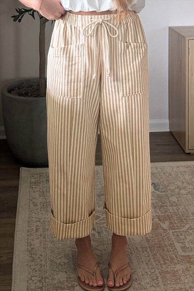 Apricot Stripe Drawstring Pants — supplier additional