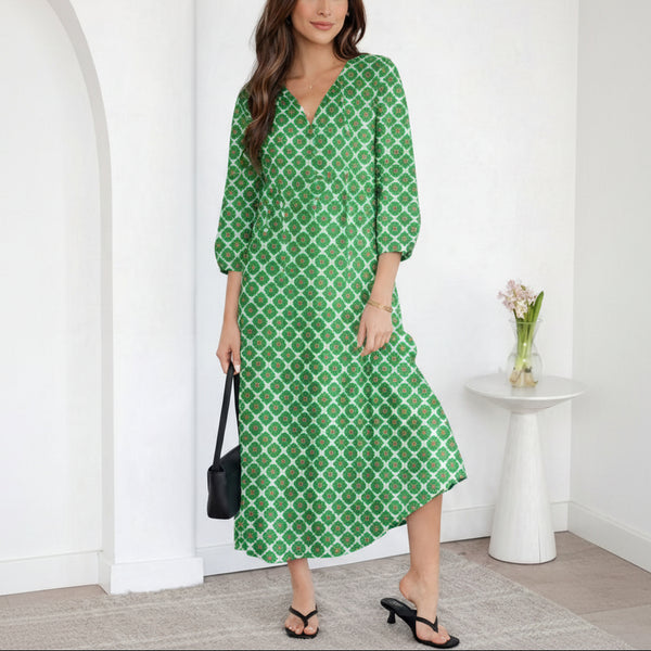 Emerald Clover Charm Midi Dress